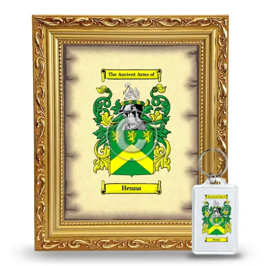 Henna Framed Coat of Arms and Keychain - Gold