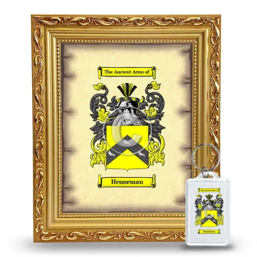 Henneman Framed Coat of Arms and Keychain - Gold