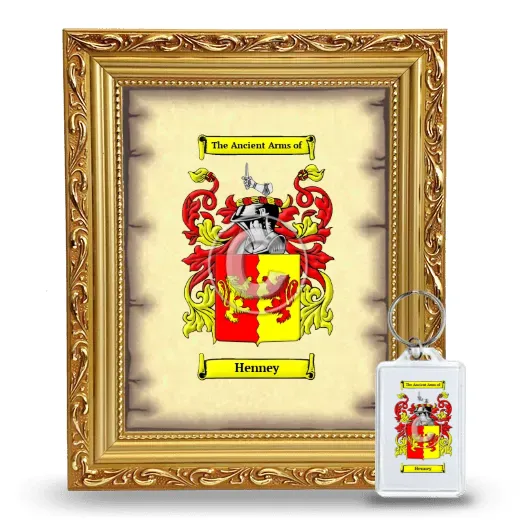 Henney Framed Coat of Arms and Keychain - Gold