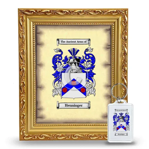 Henninger Framed Coat of Arms and Keychain - Gold