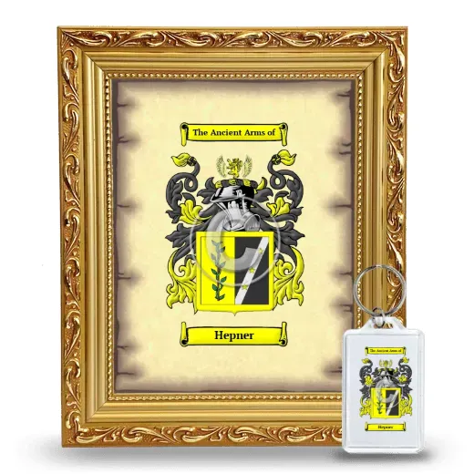 Hepner Framed Coat of Arms and Keychain - Gold