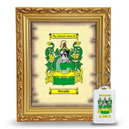 Heralds Framed Coat of Arms and Keychain - Gold