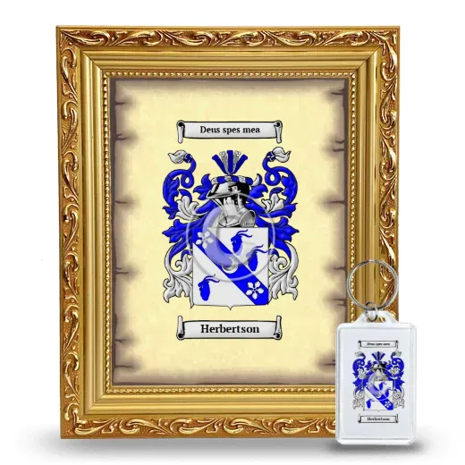 Herbertson Framed Coat of Arms and Keychain - Gold