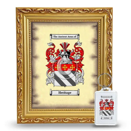 Heritage Framed Coat of Arms and Keychain - Gold