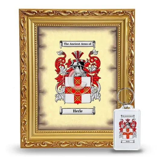Herle Framed Coat of Arms and Keychain - Gold