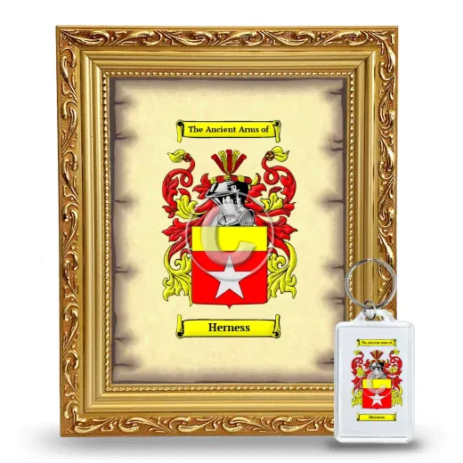Herness Framed Coat of Arms and Keychain - Gold