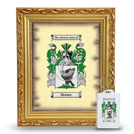 Herney Framed Coat of Arms and Keychain - Gold