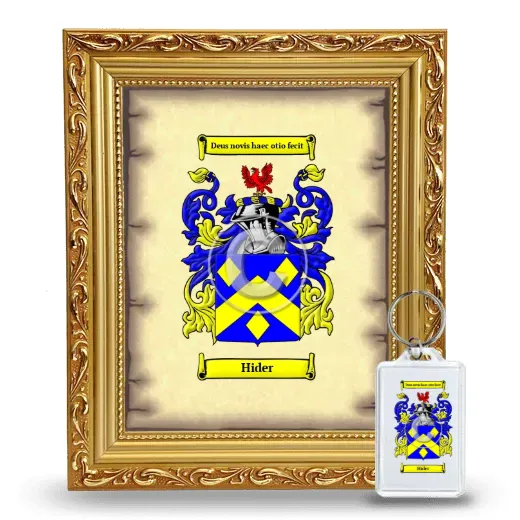 Hider Framed Coat of Arms and Keychain - Gold