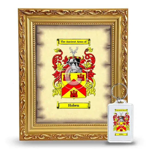 Hoben Framed Coat of Arms and Keychain - Gold