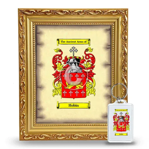 Hobin Framed Coat of Arms and Keychain - Gold