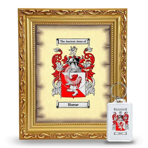 Hoene Framed Coat of Arms and Keychain - Gold