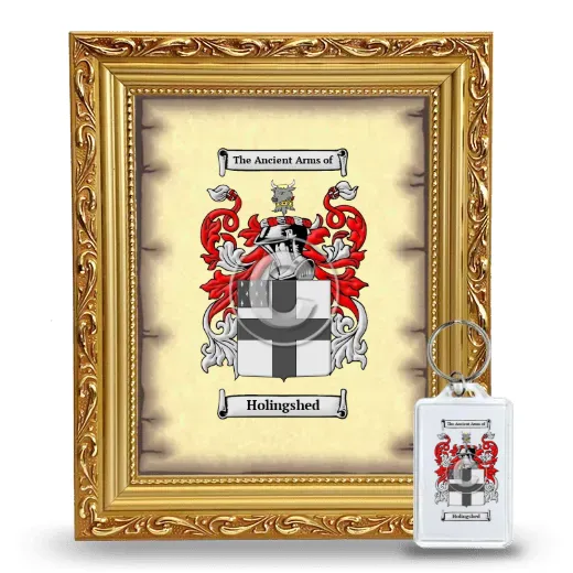 Holingshed Framed Coat of Arms and Keychain - Gold