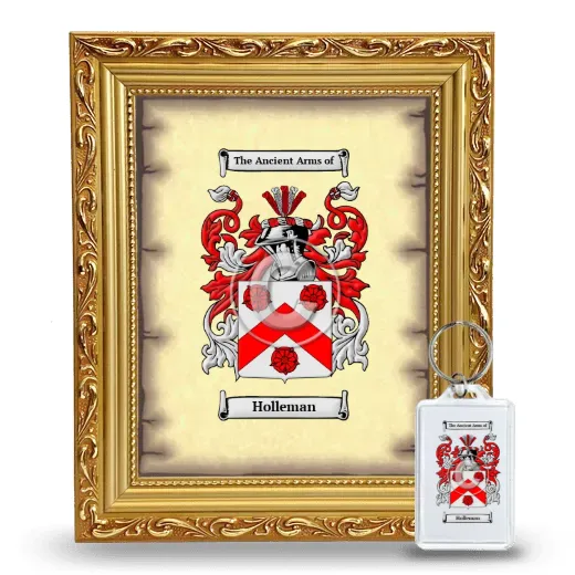 Holleman Framed Coat of Arms and Keychain - Gold