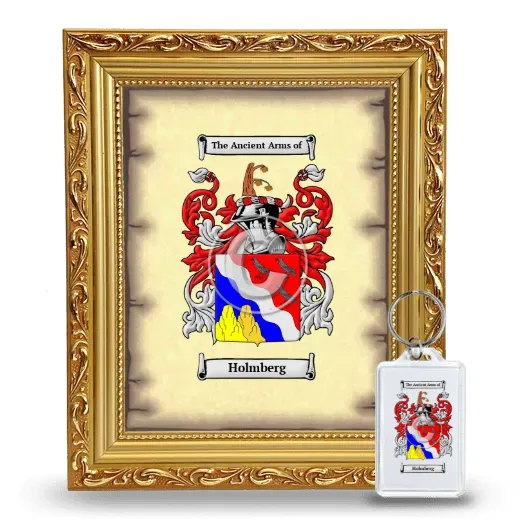 Holmberg Framed Coat of Arms and Keychain - Gold