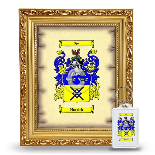 Horrick Framed Coat of Arms and Keychain - Gold