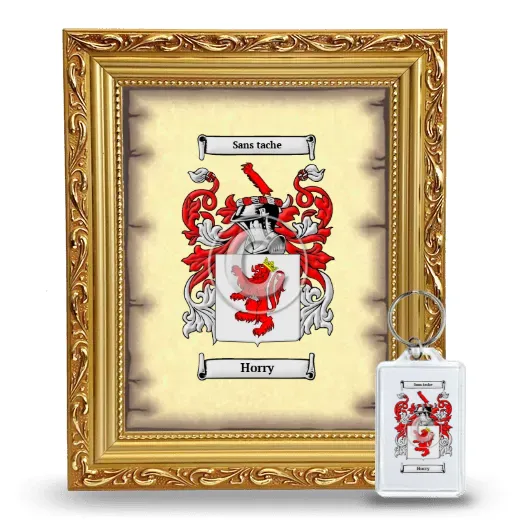 Horry Framed Coat of Arms and Keychain - Gold