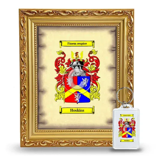 Hoskins Framed Coat of Arms and Keychain - Gold