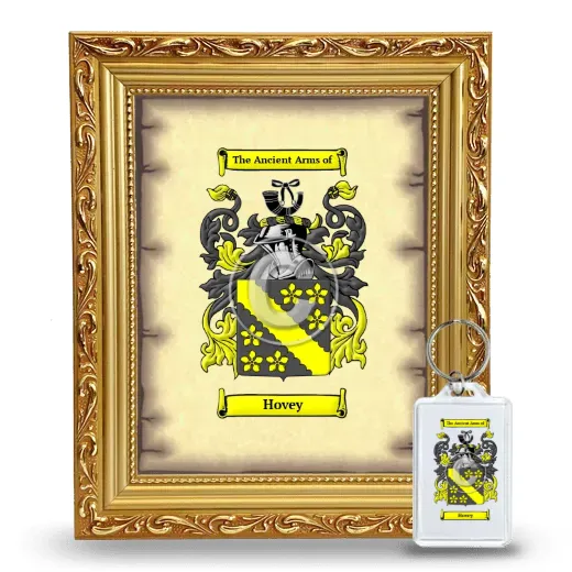 Hovey Framed Coat of Arms and Keychain - Gold