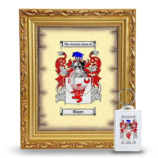 Hoyer Framed Coat of Arms and Keychain - Gold