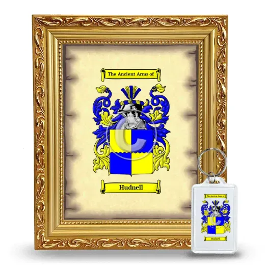Hudnell Framed Coat of Arms and Keychain - Gold