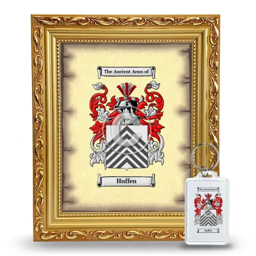 Huffen Framed Coat of Arms and Keychain - Gold