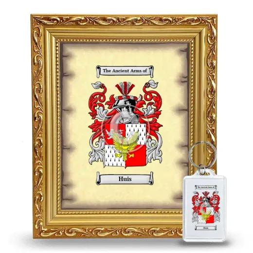 Huis Framed Coat of Arms and Keychain - Gold
