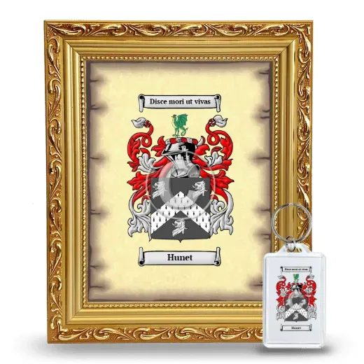 Hunet Framed Coat of Arms and Keychain - Gold