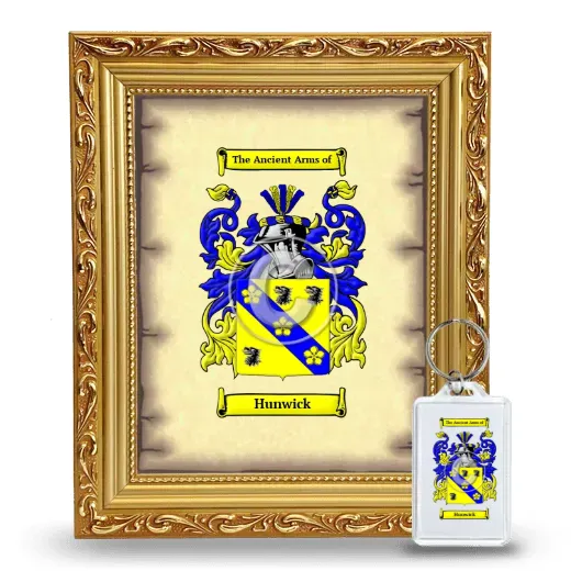 Hunwick Framed Coat of Arms and Keychain - Gold