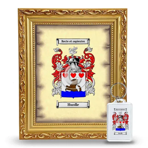 Hurdle Framed Coat of Arms and Keychain - Gold
