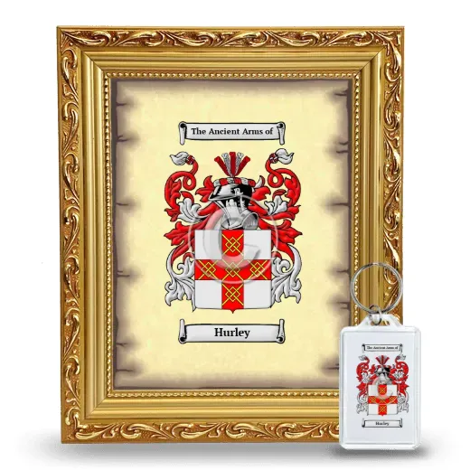 Hurley Framed Coat of Arms and Keychain - Gold