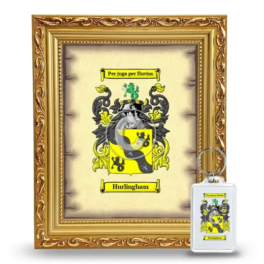 Hurlingham Framed Coat of Arms and Keychain - Gold