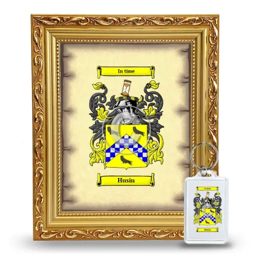 Husin Framed Coat of Arms and Keychain - Gold