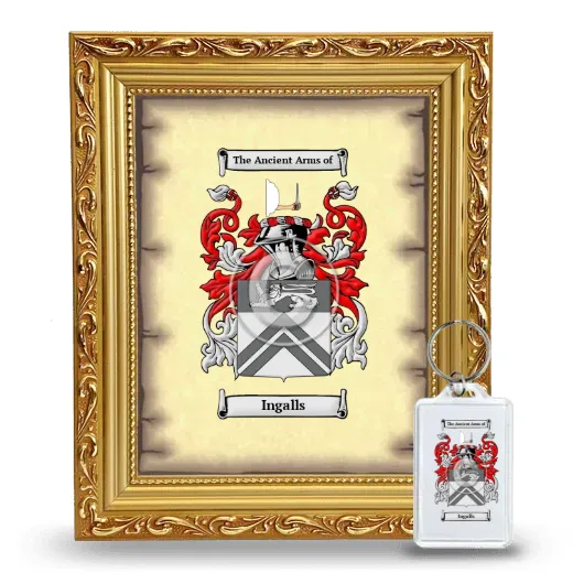 Ingalls Framed Coat of Arms and Keychain - Gold