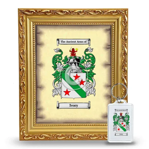 Ivory Framed Coat of Arms and Keychain - Gold