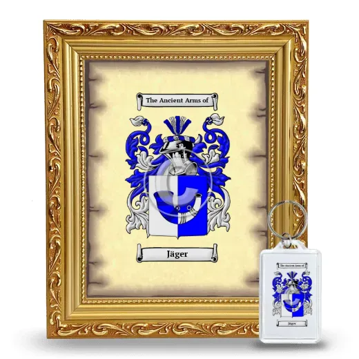 Jäger Framed Coat of Arms and Keychain - Gold