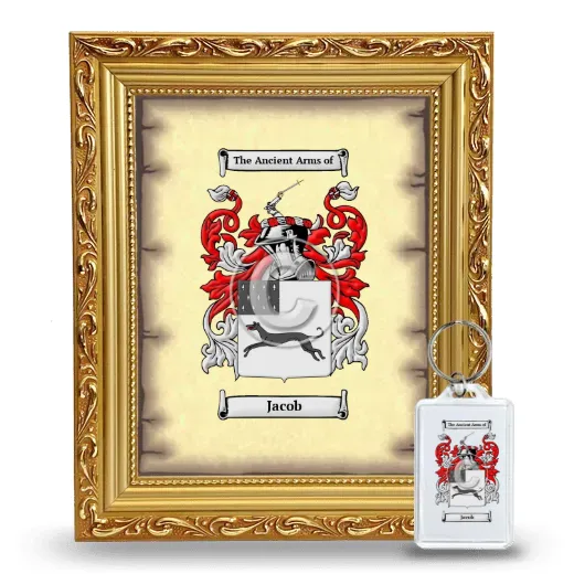 Jacob Framed Coat of Arms and Keychain - Gold