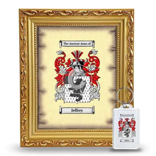 Jeffrey Framed Coat of Arms and Keychain - Gold