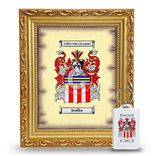 Jeoffre Framed Coat of Arms and Keychain - Gold