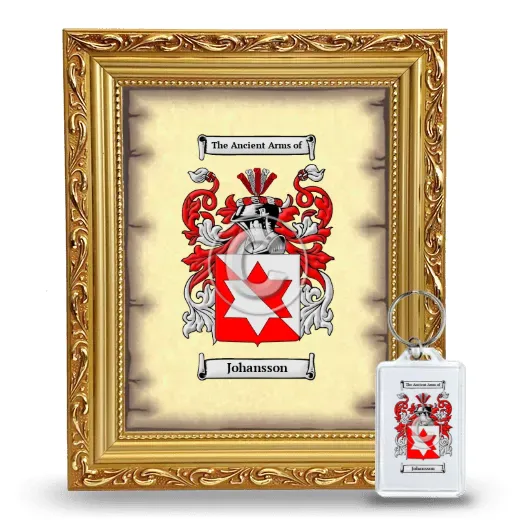 Johansson Framed Coat of Arms and Keychain - Gold