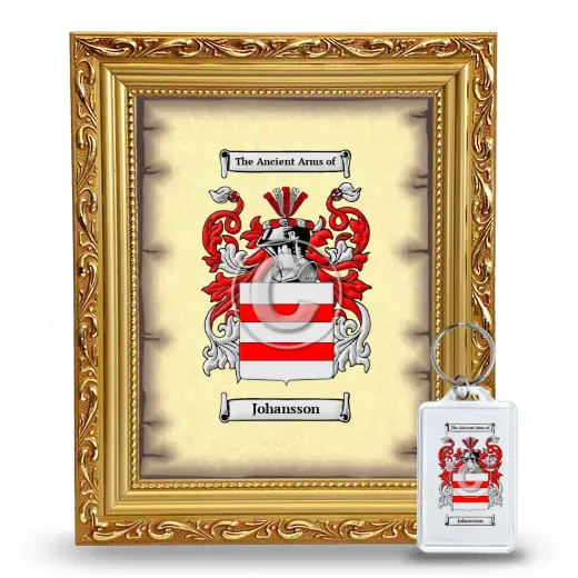 Johansson Framed Coat of Arms and Keychain - Gold