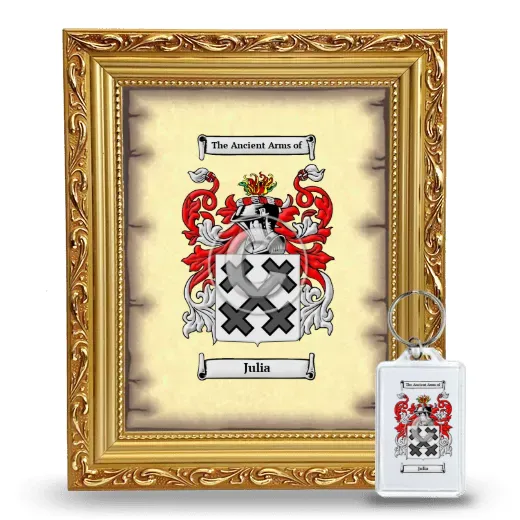 Julia Framed Coat of Arms and Keychain - Gold
