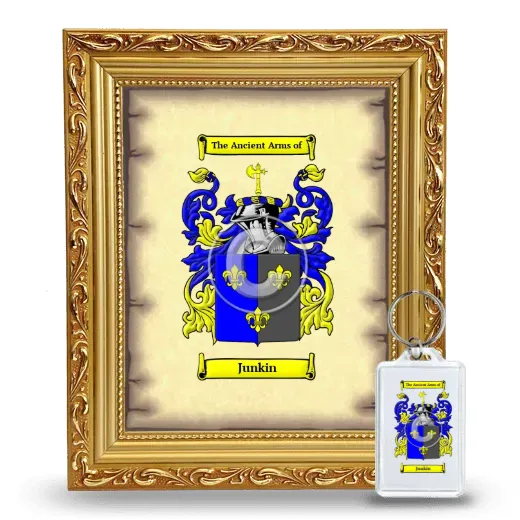 Junkin Framed Coat of Arms and Keychain - Gold