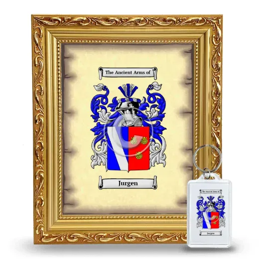 Jurgen Framed Coat of Arms and Keychain - Gold