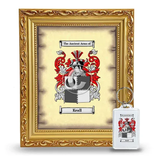 Keall Framed Coat of Arms and Keychain - Gold