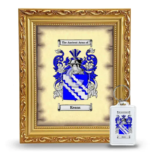 Keans Framed Coat of Arms and Keychain - Gold