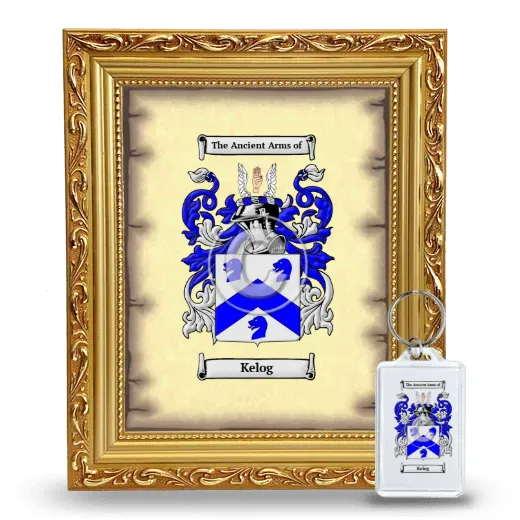Kelog Framed Coat of Arms and Keychain - Gold