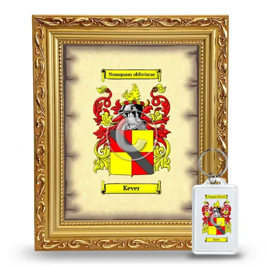 Kever Framed Coat of Arms and Keychain - Gold