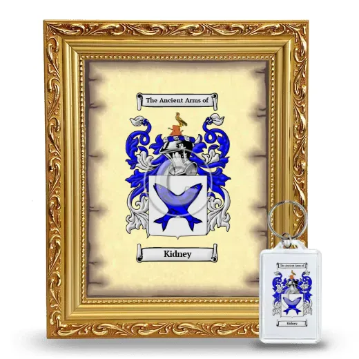 Kidney Framed Coat of Arms and Keychain - Gold