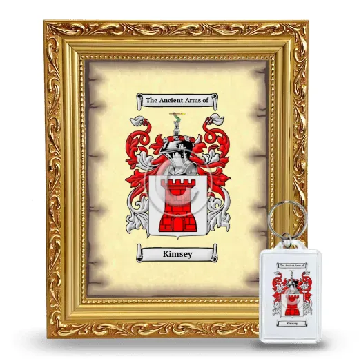 Kimsey Framed Coat of Arms and Keychain - Gold