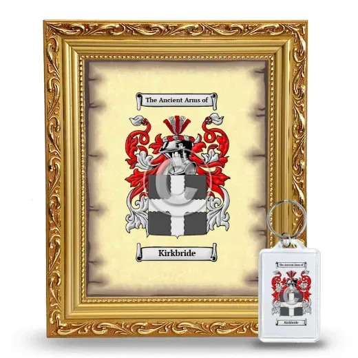Kirkbride Framed Coat of Arms and Keychain - Gold